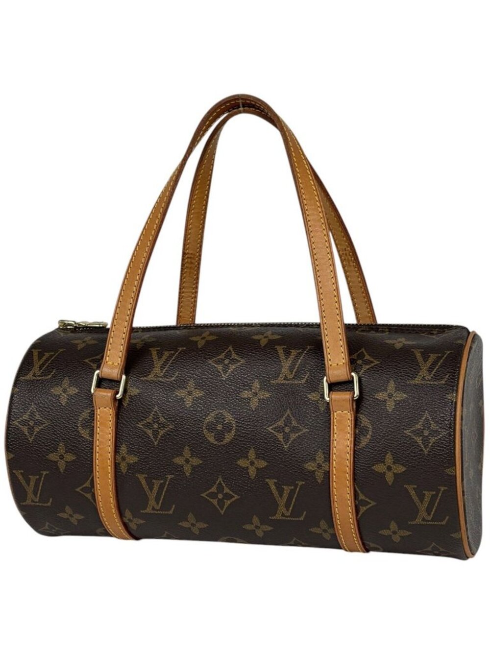 Louis Vuitton Papillon 26 Handbag Barrel Bag Tube Shape Vintage Monogram Brown